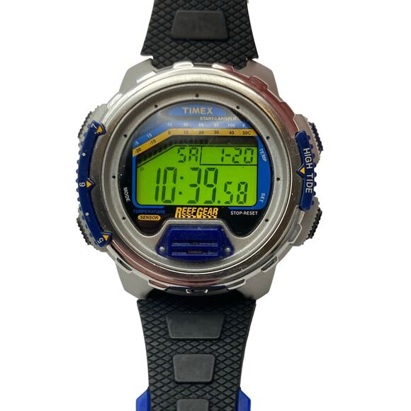 VTG Timex Reef Gear Men's Digital Watch 747 L5 High Tide - New Battery  New Band - Picture 1 of 9